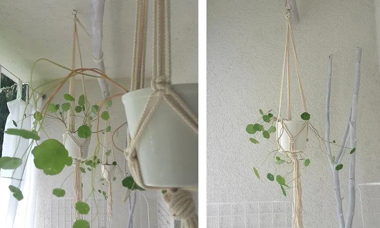 wiszące kwietniki makrama inspiracje