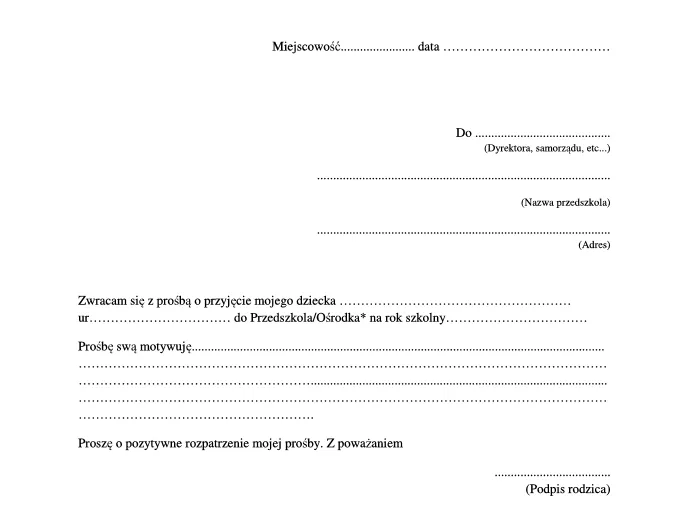 Rodzice wypełniający wniosek rekrutacyjny do przedszkola