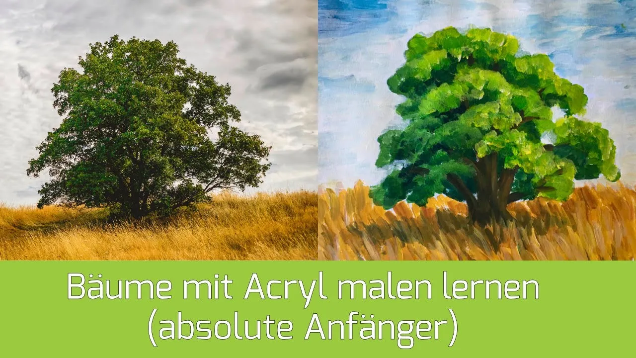Laubbaum malen Acryl Schritt f&uuml;r Schritt