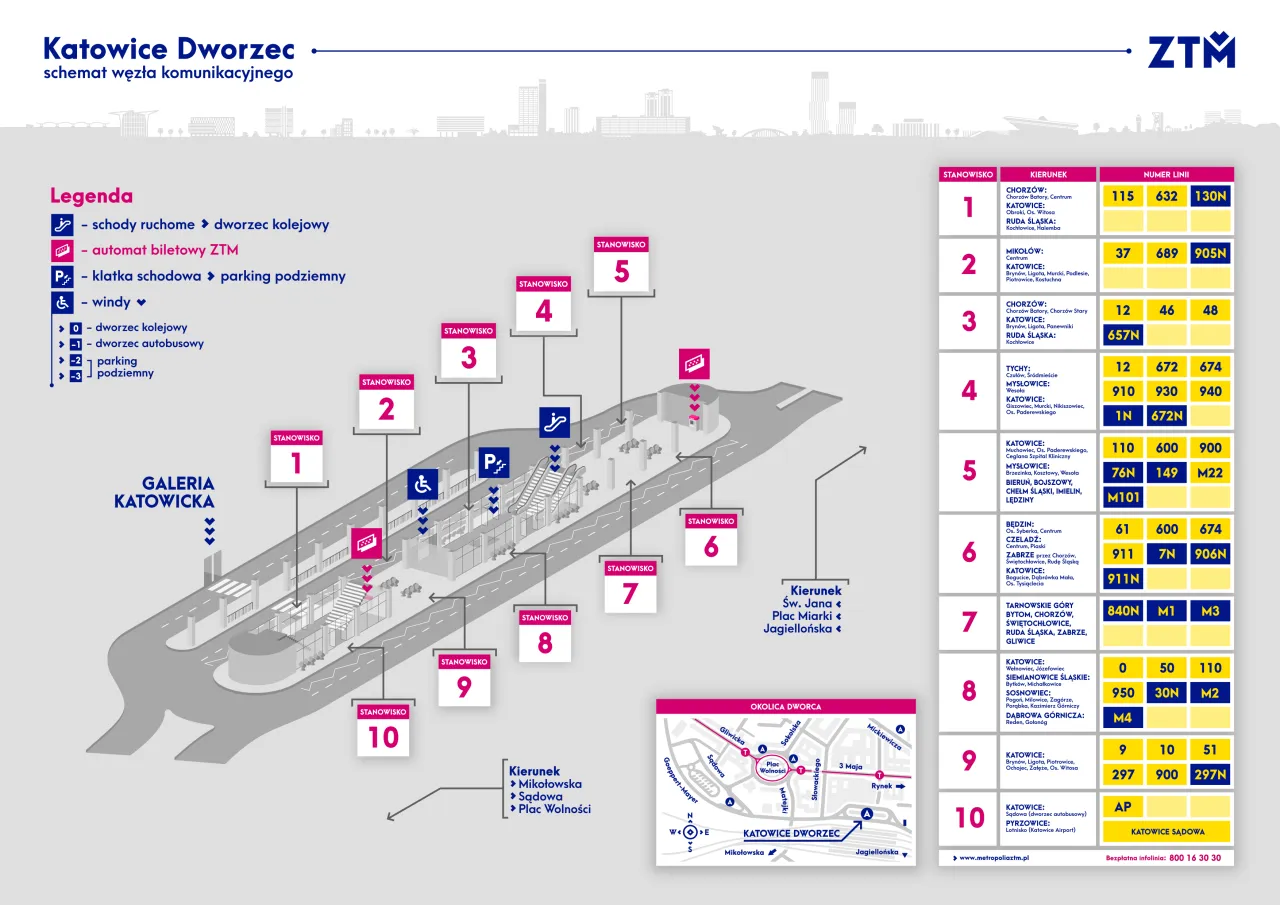 Dworzec autobusowy Sądowa Katowice mapa