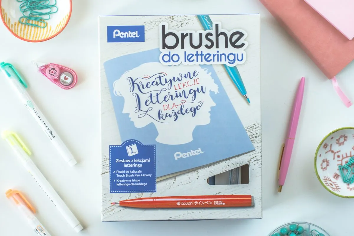 kreatywny niezbędnik do zeszytu pisaki brush peny washi tape