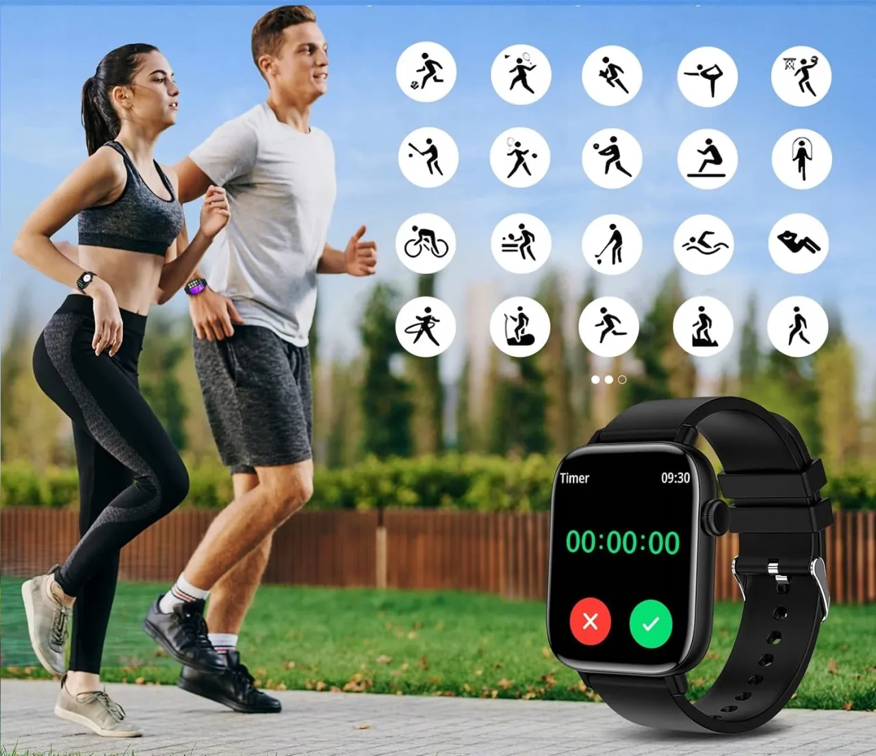 Biegacz z zegarkiem sportowym i aplikacją