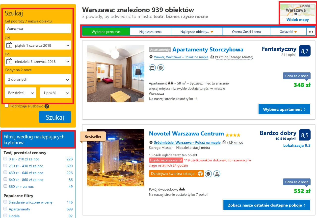 porównywarka cen noclegów ikony