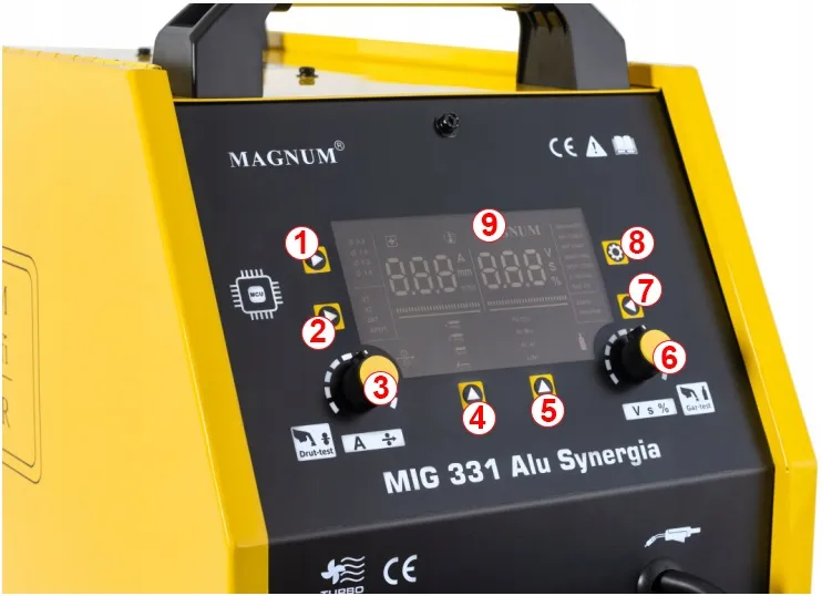 panel sterowania spawarki synergicznej