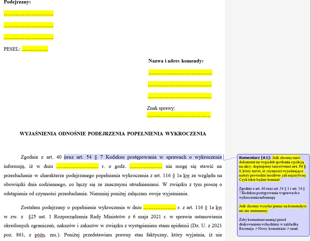 Policja czynności wyjaśniające przesłuchanie