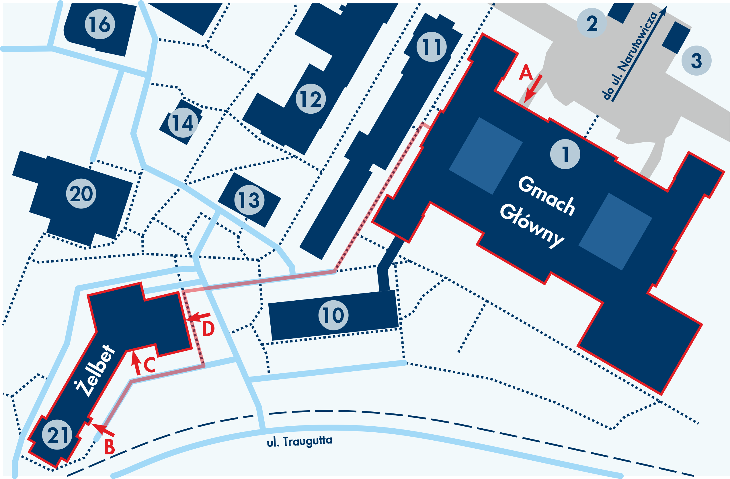 Mapa kampus&oacute;w Uniwersytetu Gdańskiego