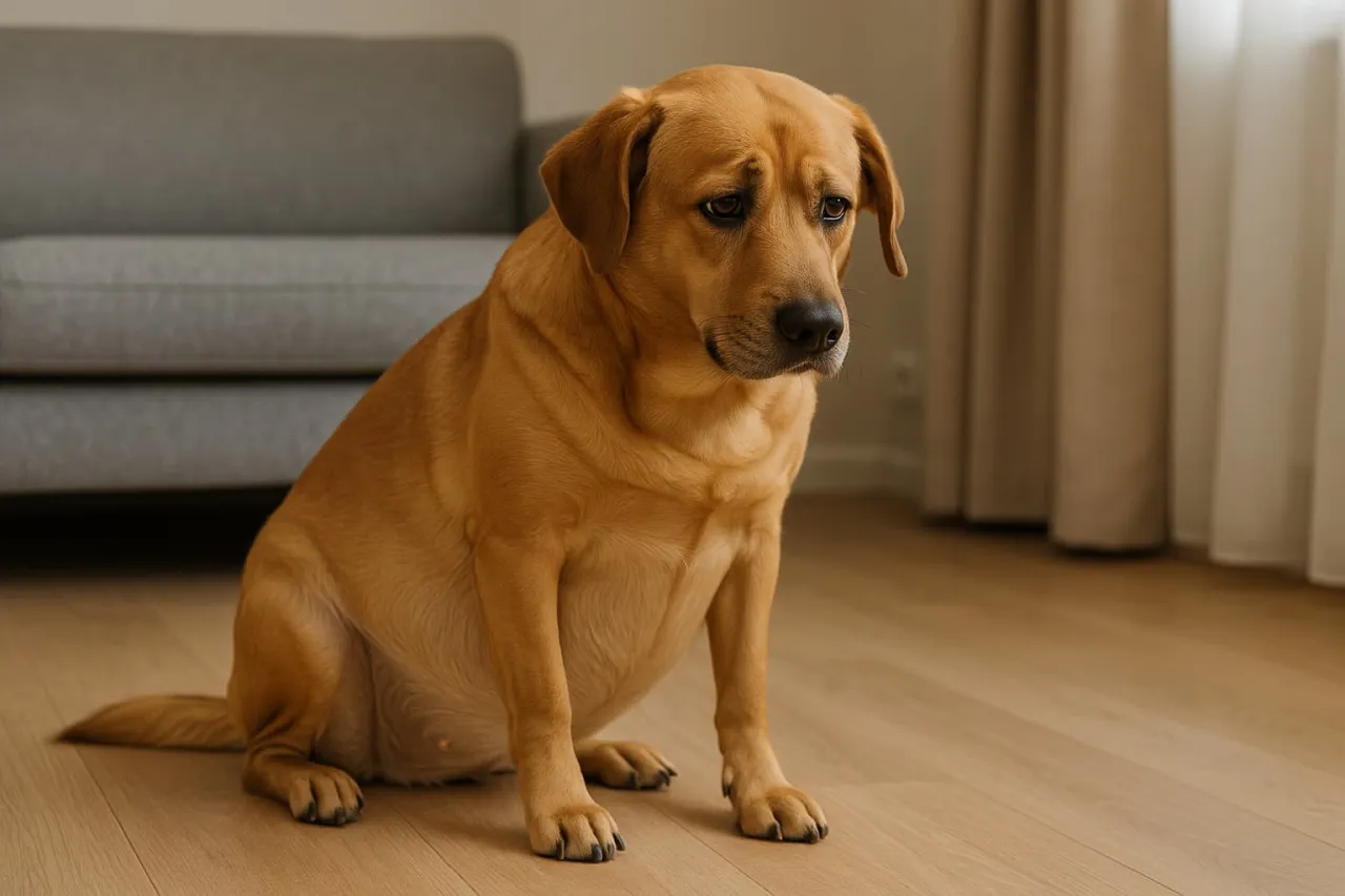 Pies z obwisłym brzuchem i dyszeniem