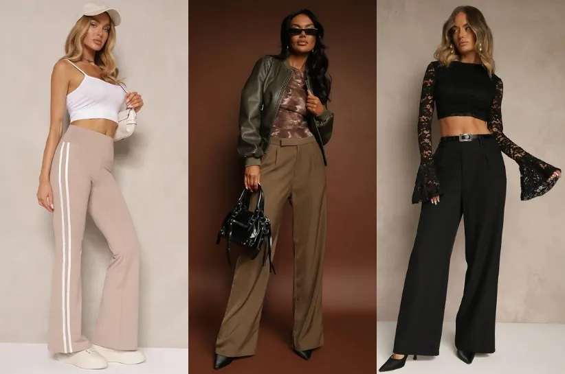 stylizacje z podwiniętą bluzą i wysokim stanem