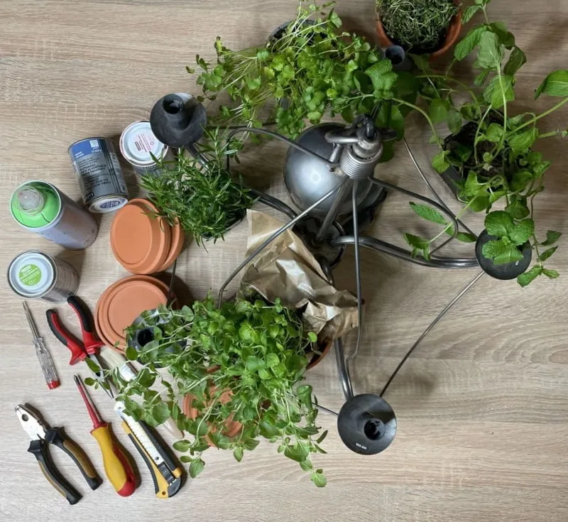 materiały i narzędzia do kwietnika DIY