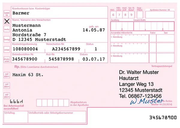 rosa Kassenrezept Pille