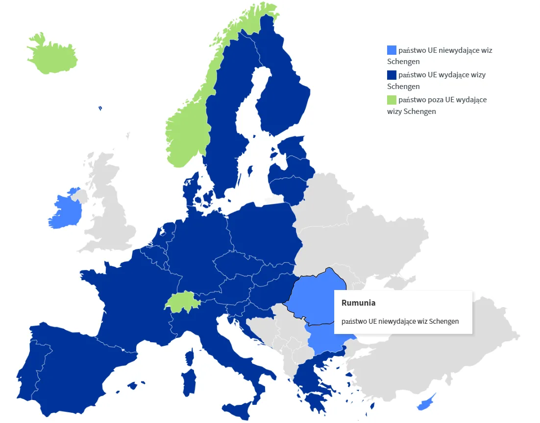Mapa Strefy Schengen