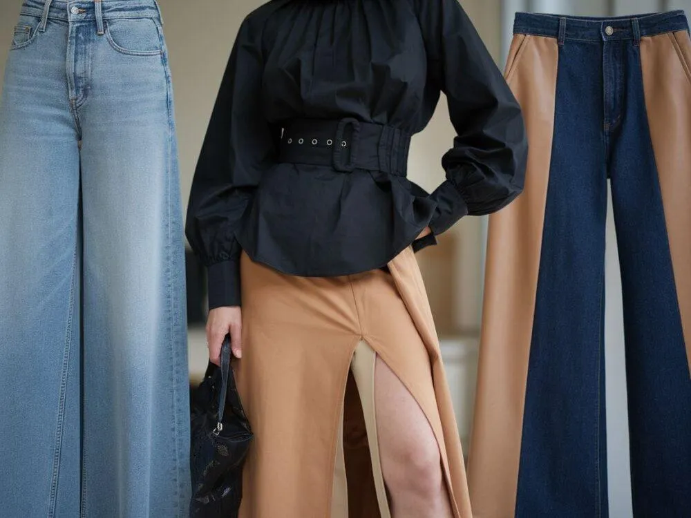 Stylizacje czarna bluzka spodnie neutralne kolory