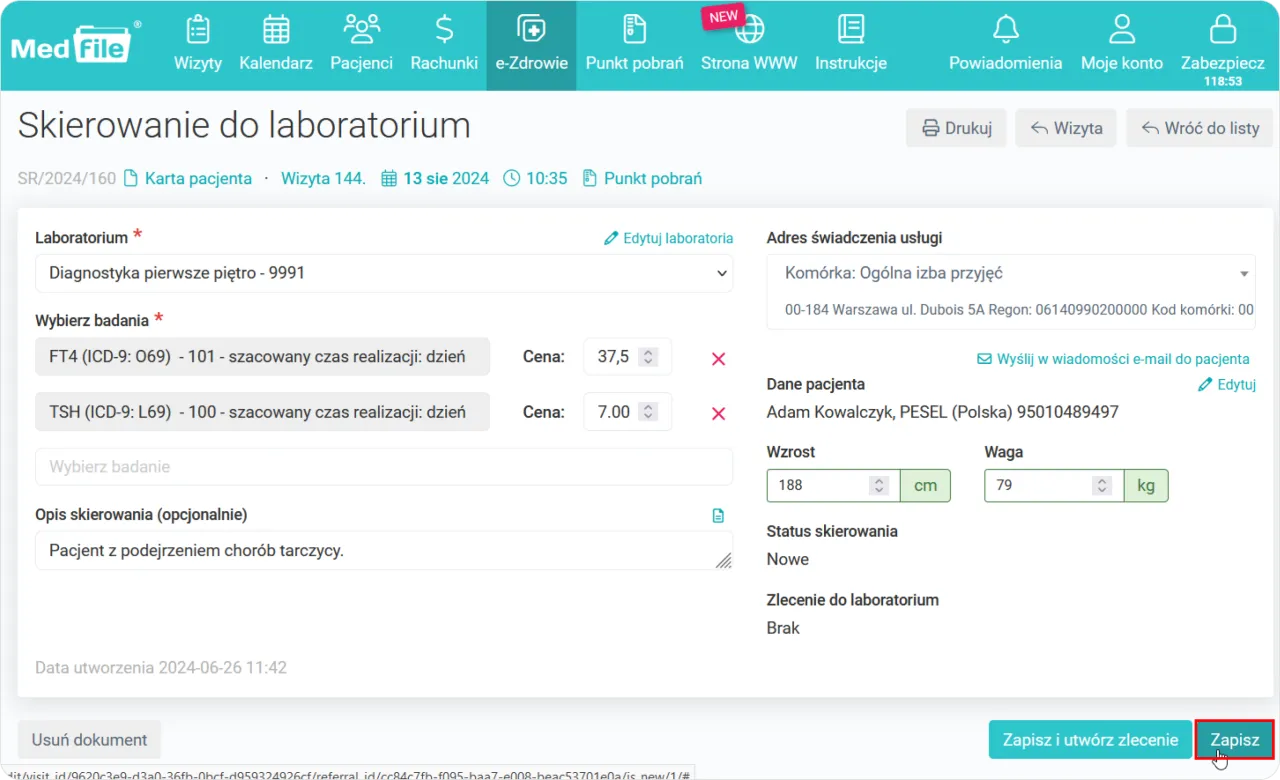 nowe skierowanie na badania