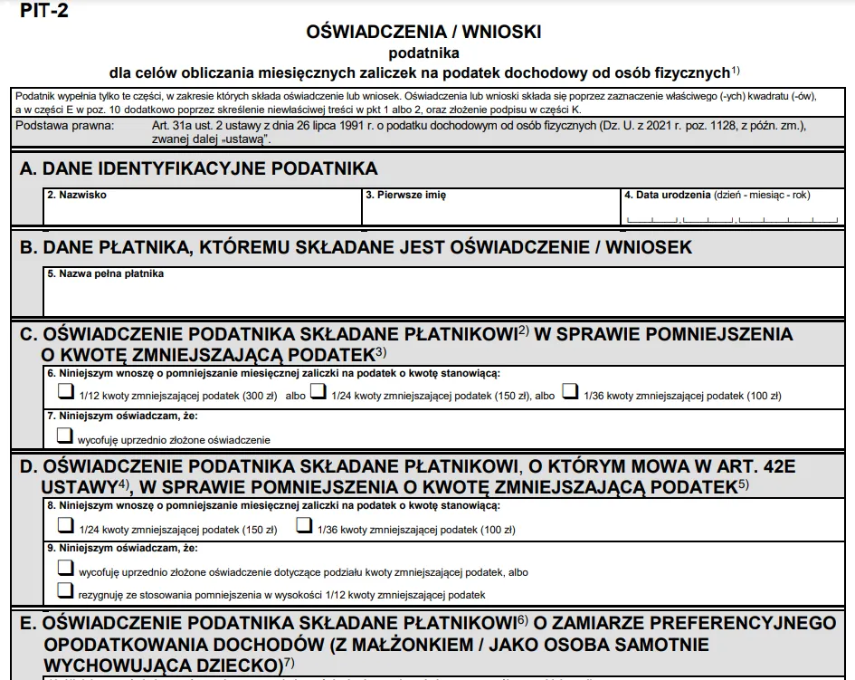 formularz PIT-2