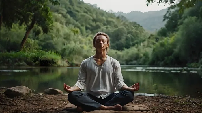 osoba medytująca spokojna natura