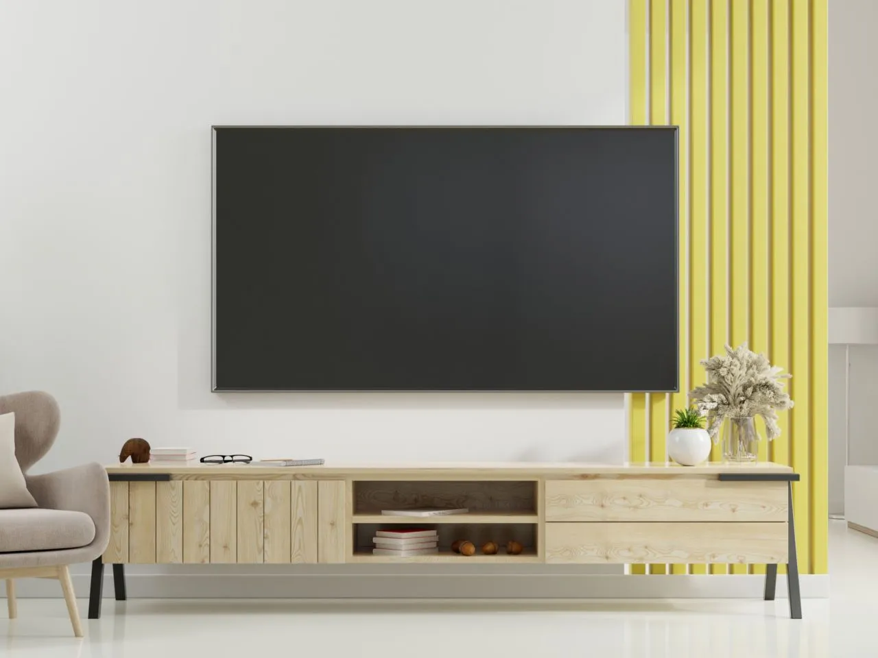 maskowanie kabli telewizora na ścianie