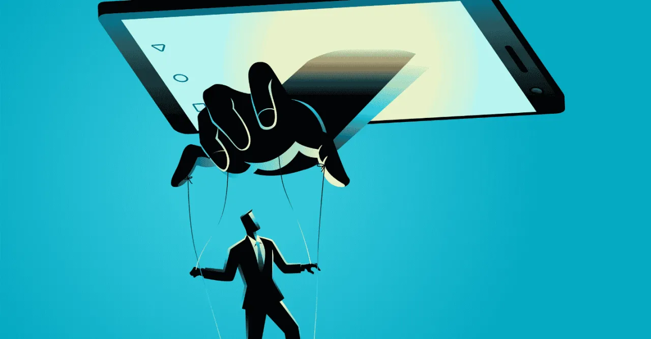 mroczna strona medi&oacute;w społecznościowych ilustracja