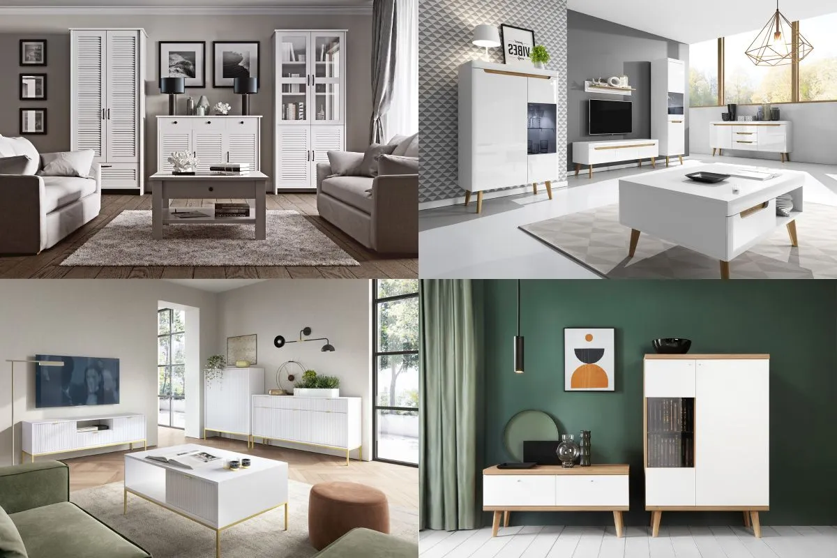 inspiracje salon białe meble kolory ścian