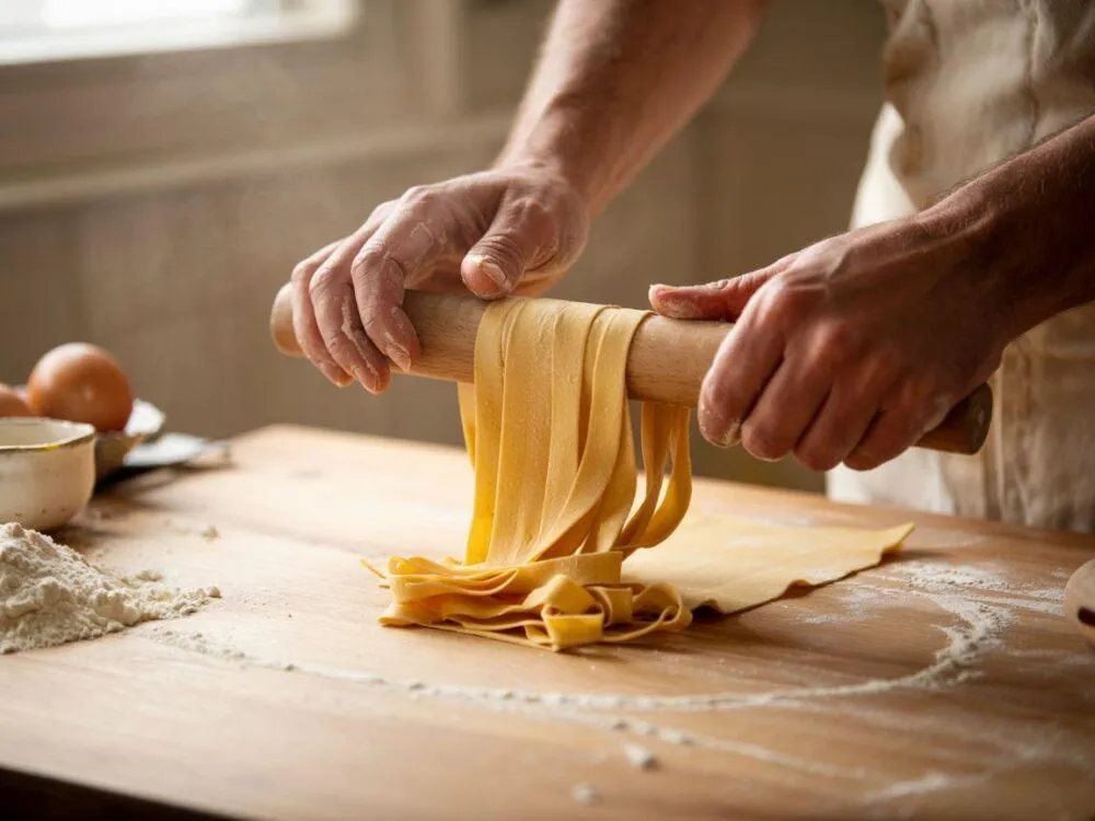 wałkowanie i krojenie makaronu tagliatelle