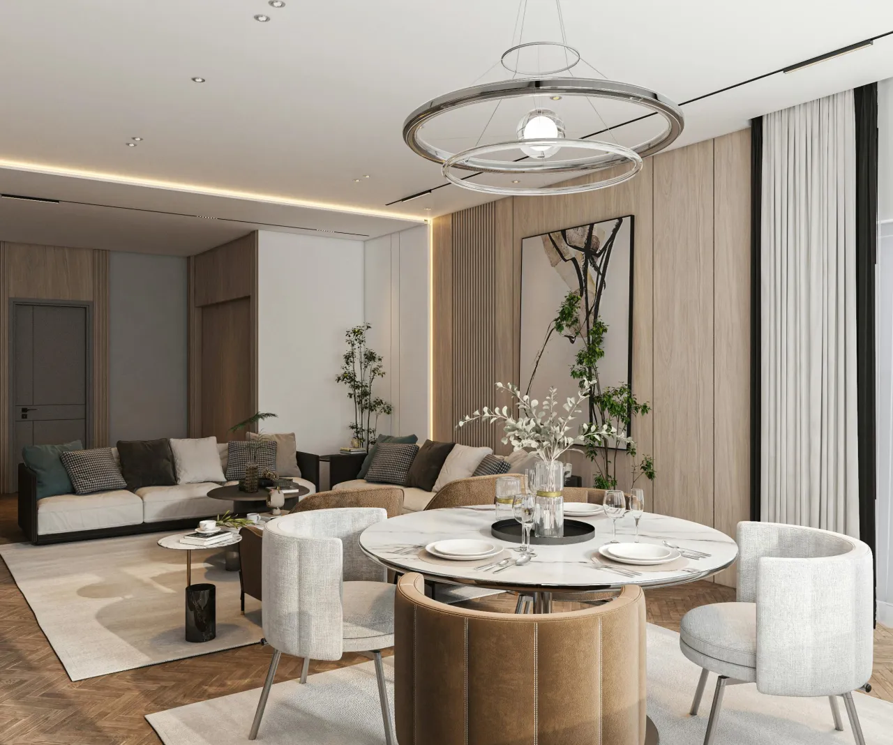 oświetlenie warstwowe mały salon