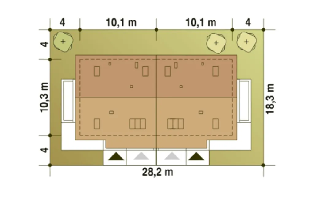 przykłady usytuowania budynku na działce