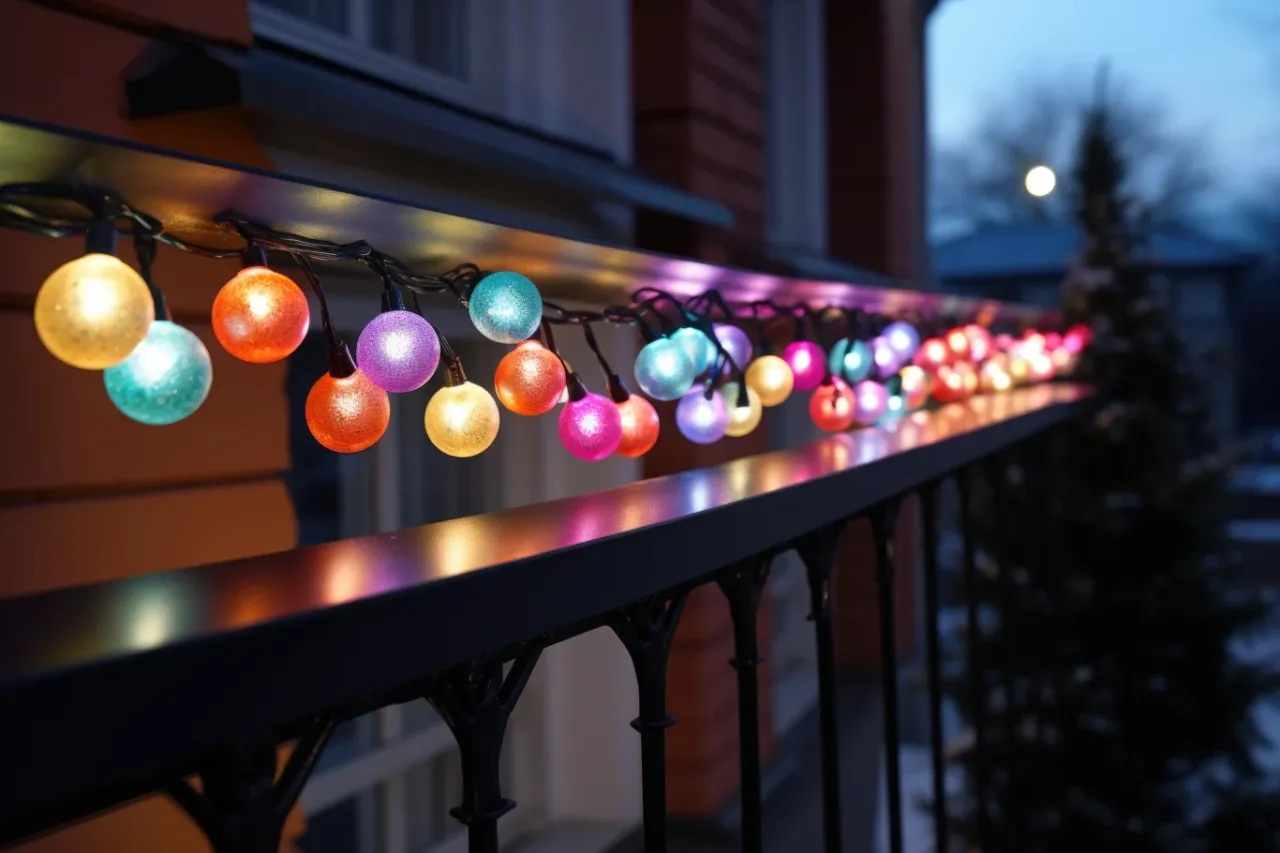 bezinwazyjny montaż lampek na balkonie