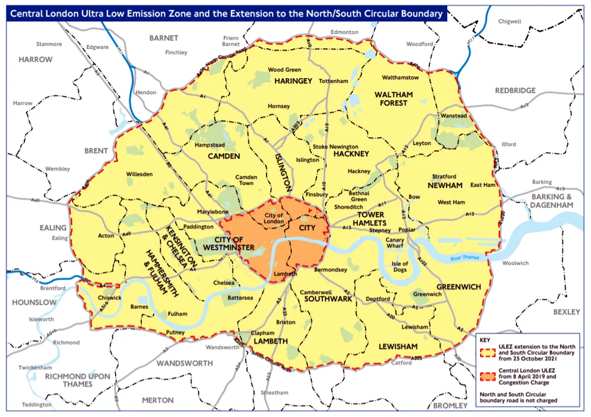 Mapa stref komunikacyjnych Londynu