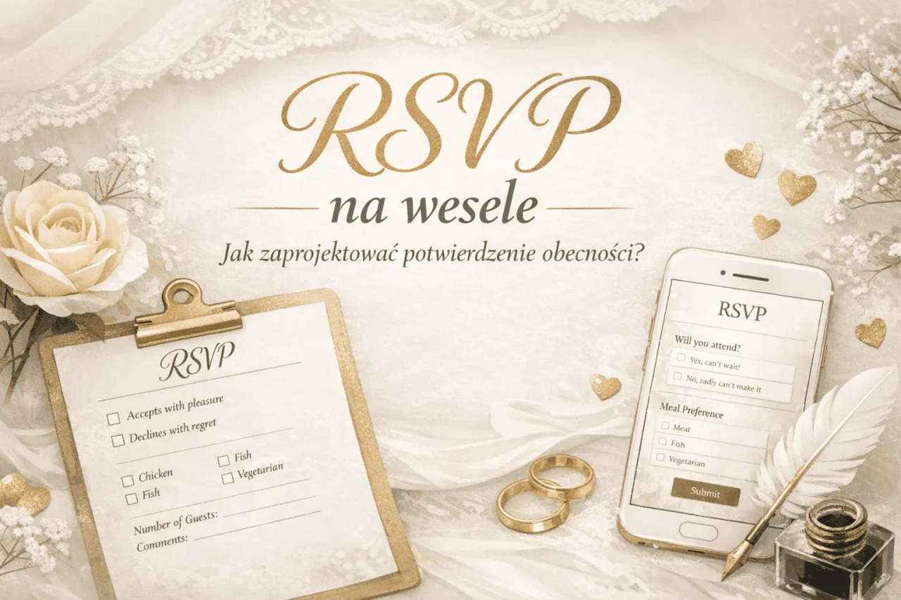 Jak potwierdzić obecność na weselu? Etykieta RSVP i terminy. Wesele, RSVP, telefon, formularz, obrączki, róża.