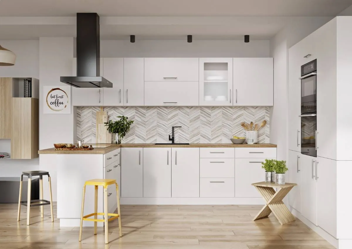 panele winylowe na ścianie w kuchni