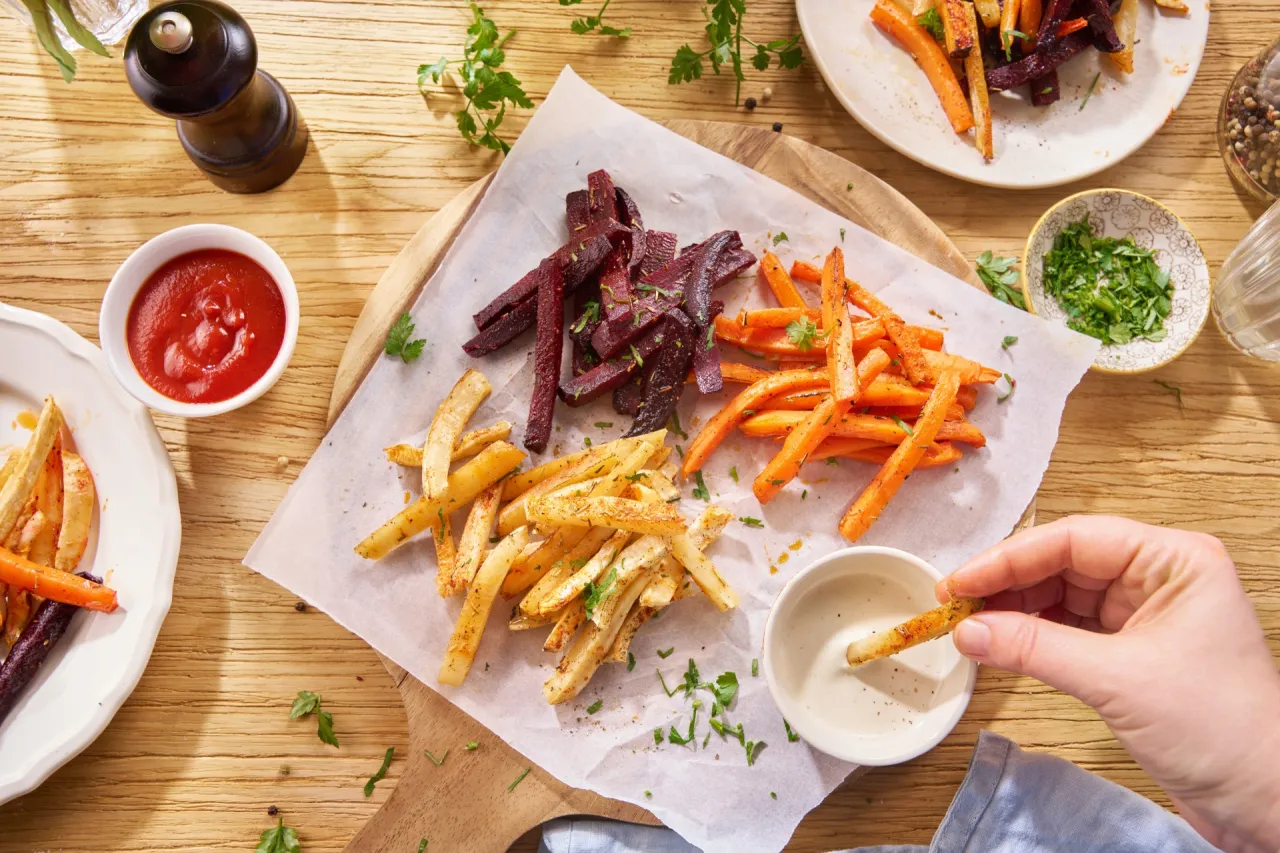 zdrowe frytki z warzyw korzeniowych