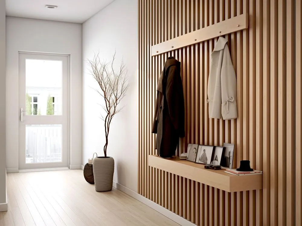 Lamele drewniane przedpokój inspiracje