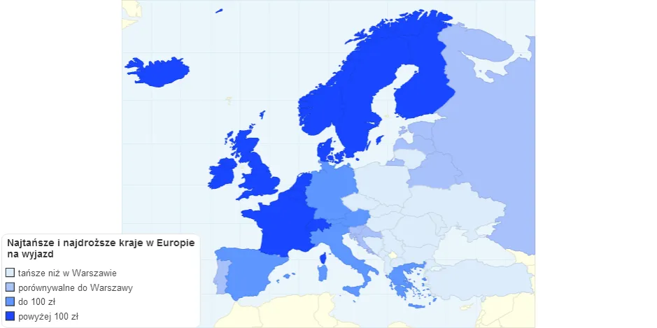 Tanie kraje w Europie mapa