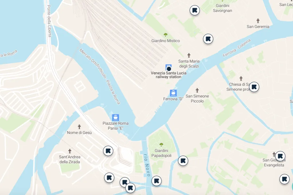 Mappa depositi bagagli Venezia