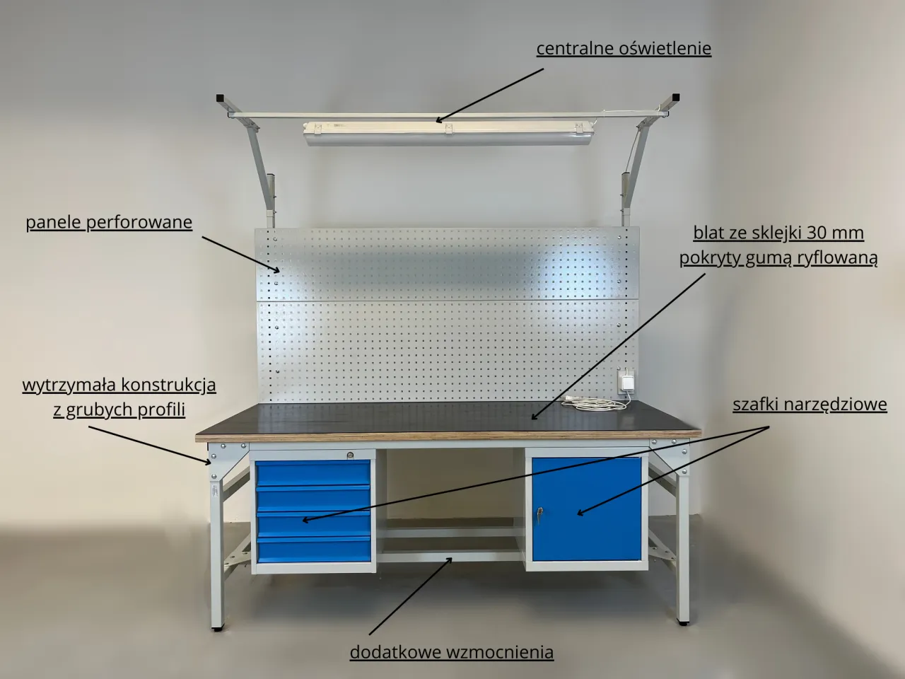 różne typy stołów warsztatowych, szkic stołu warsztatowego