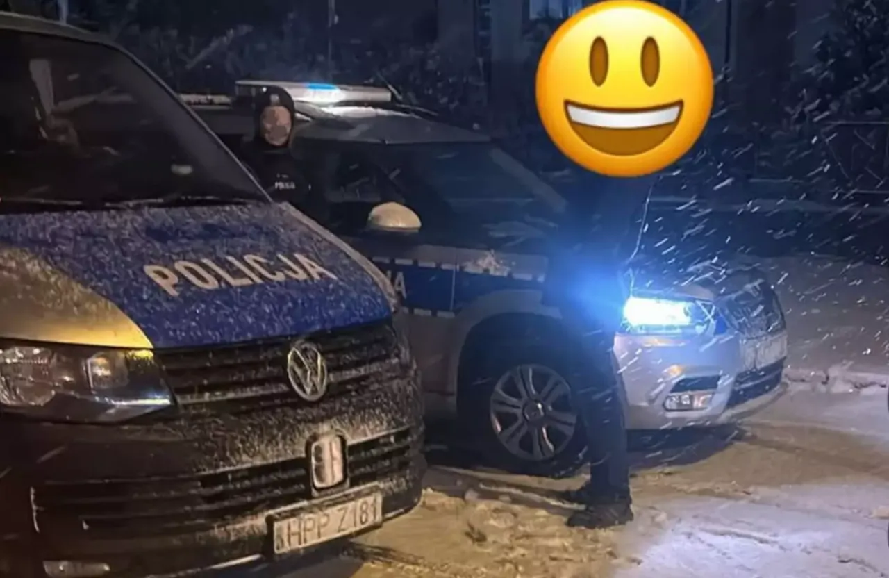 Policja w śnieżną noc. Zastanawiasz się, jak długo może być włączony silnik na postoju?