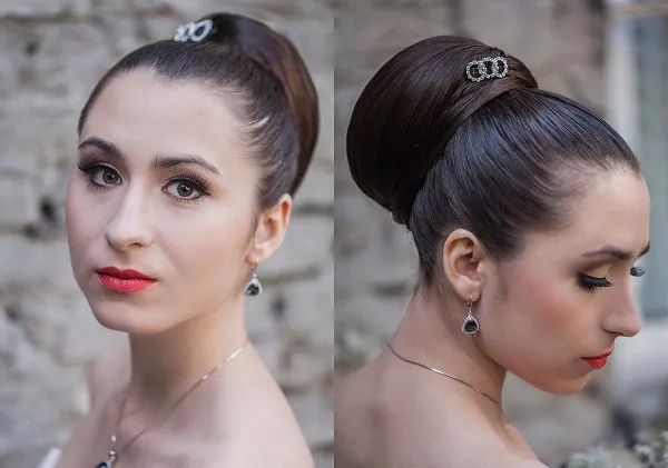 Fryzura ślubna upięcie kolczyki