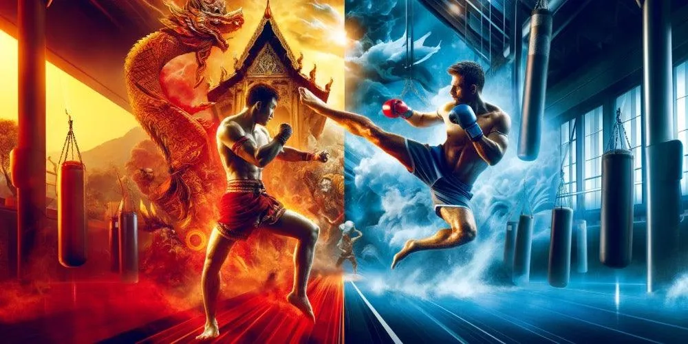 kolaż sztuki walki uderzane boks muay thai kickboxing