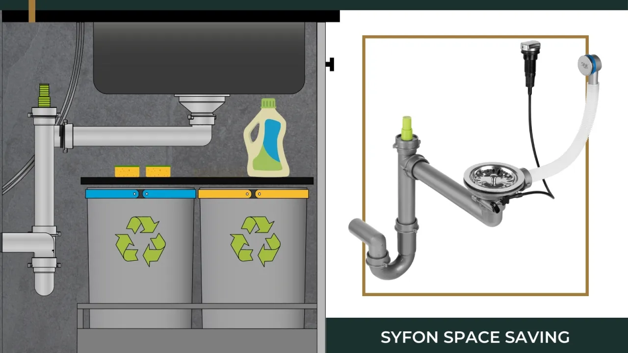 podłączenie syfonu do zlewozmywaka w szafce kuchennej