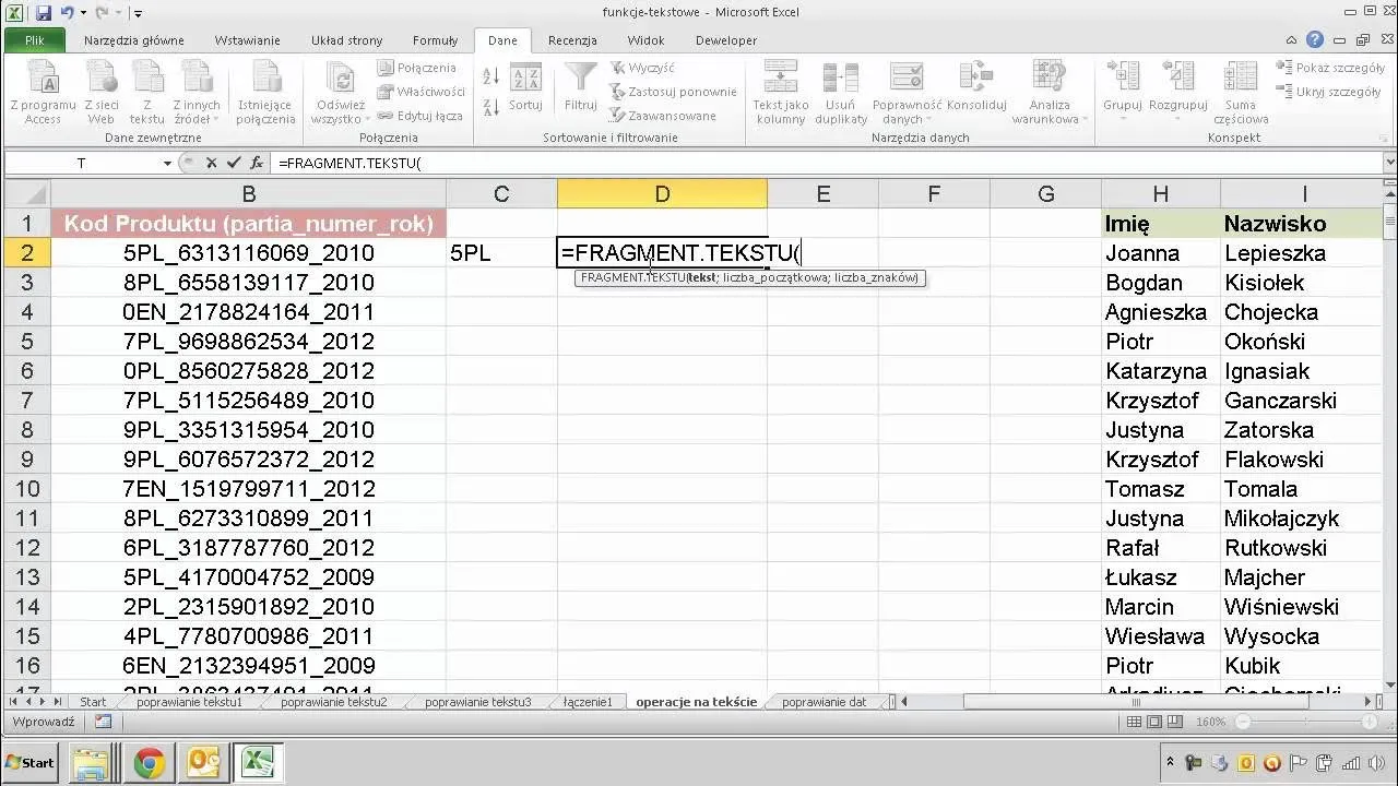 Excel obcinanie tekstu bez ostrzeżenia
