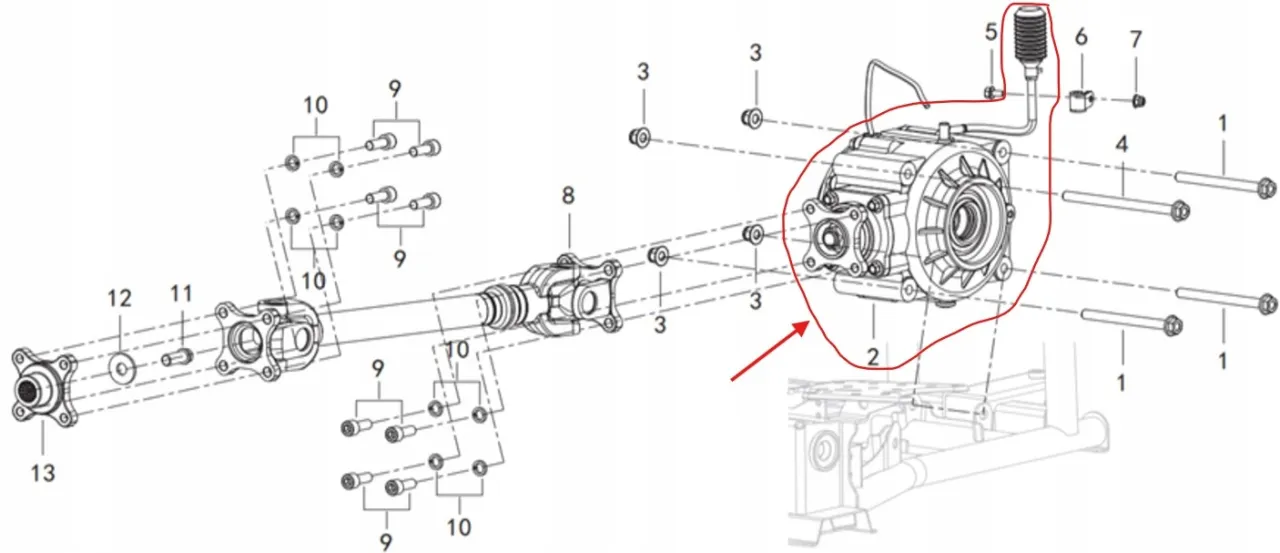 schemat działania dyferencjału w quadzie