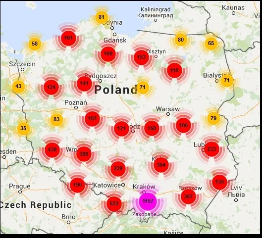 Mapa potencjału hydroenergetycznego Polski lub lokalizacje MEW