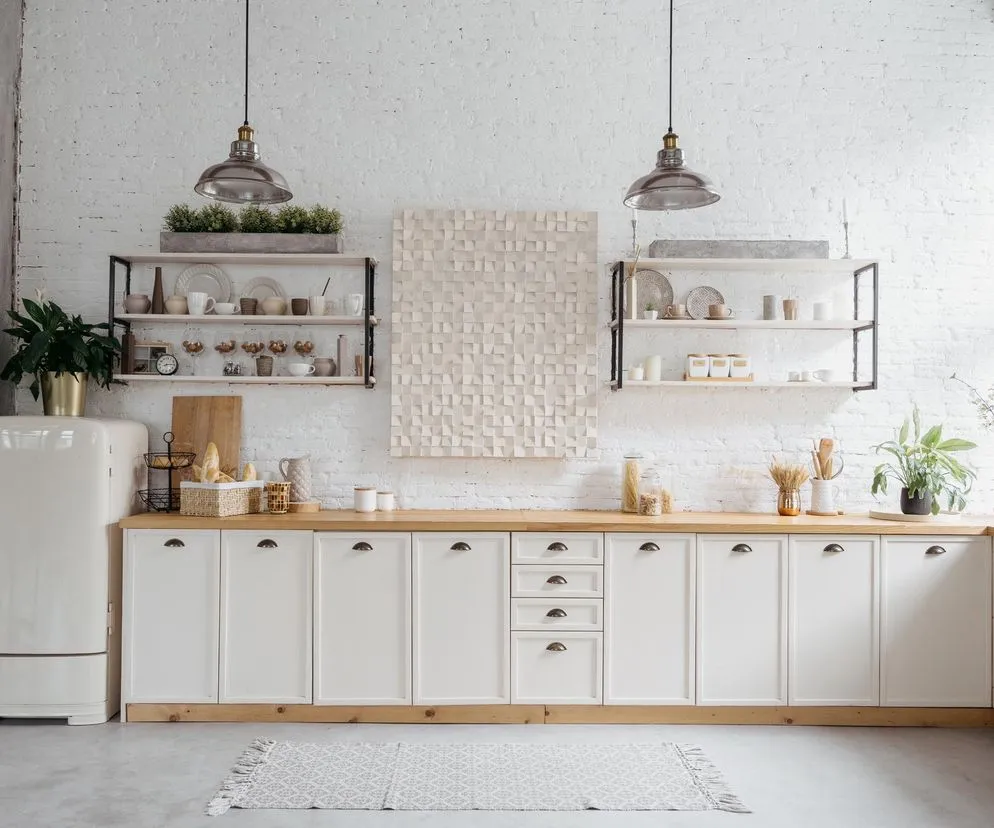 kuchnia skandynawska ściana bez płytek