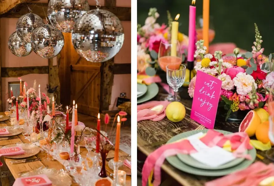 dekoracje impreza lata 70 styl disco boho