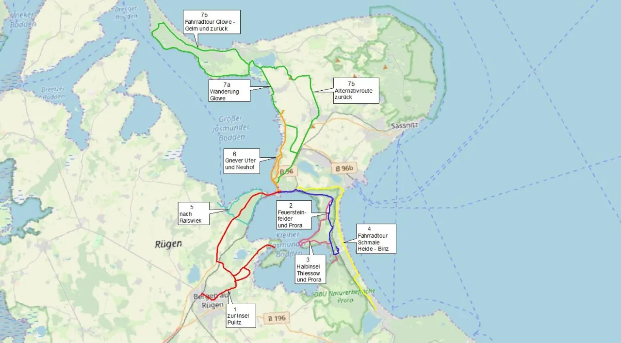 Wander- und Radwegekarte Biosphärenreservat Südost-Rügen