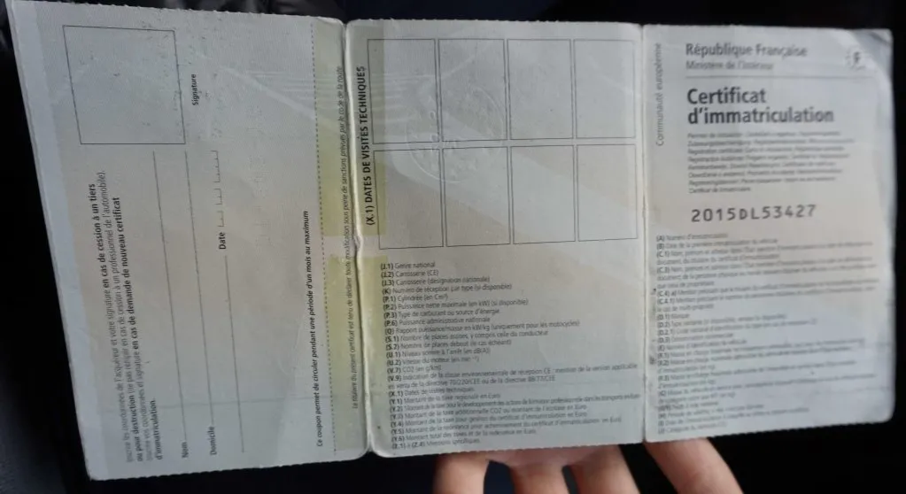 francuski dowód rejestracyjny carte grise