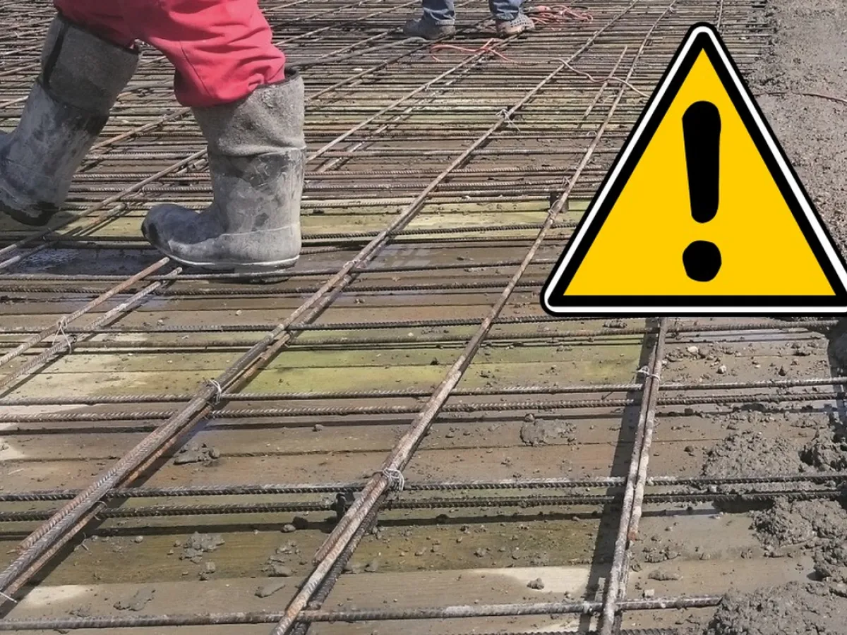 Błędy wiązania zbrojenia brak otuliny