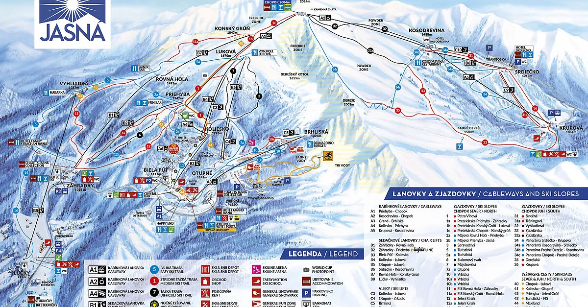 Ośrodki narciarskie Czechy Słowacja mapa