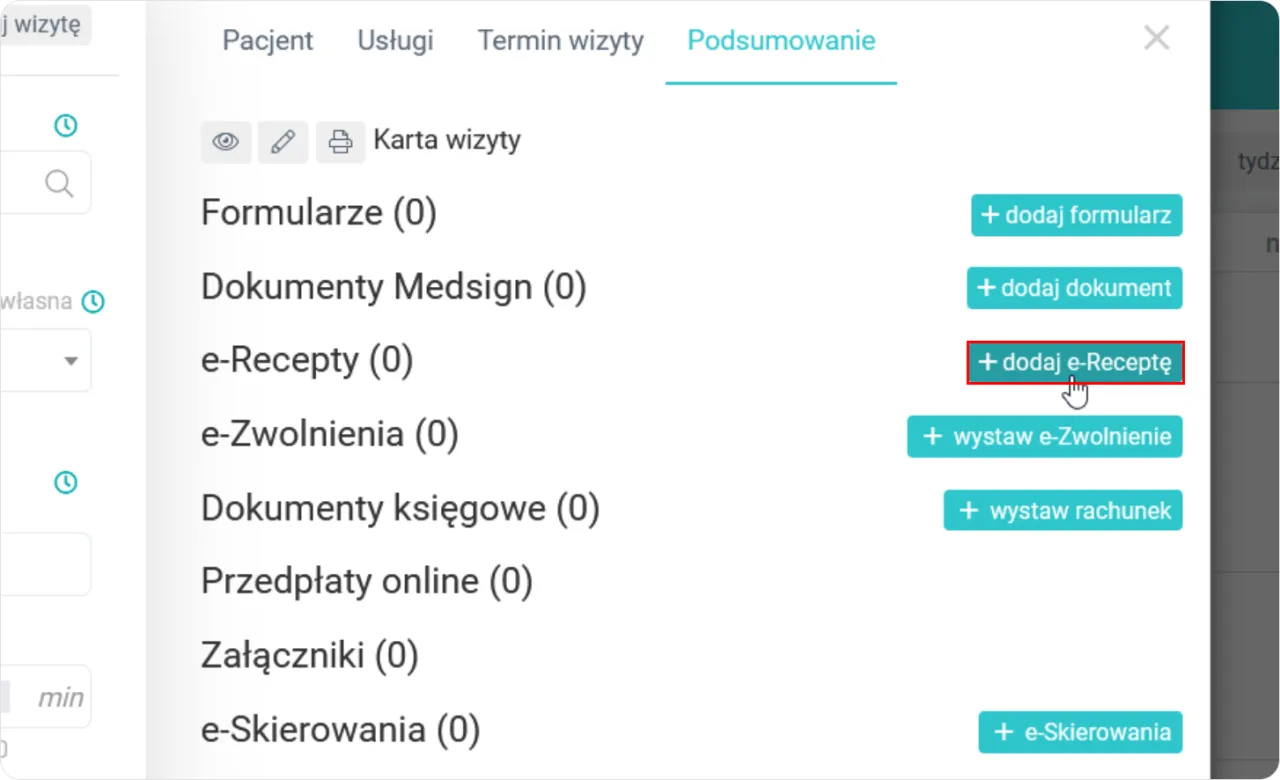 kalendarz z zaznaczoną datą i e-recepta