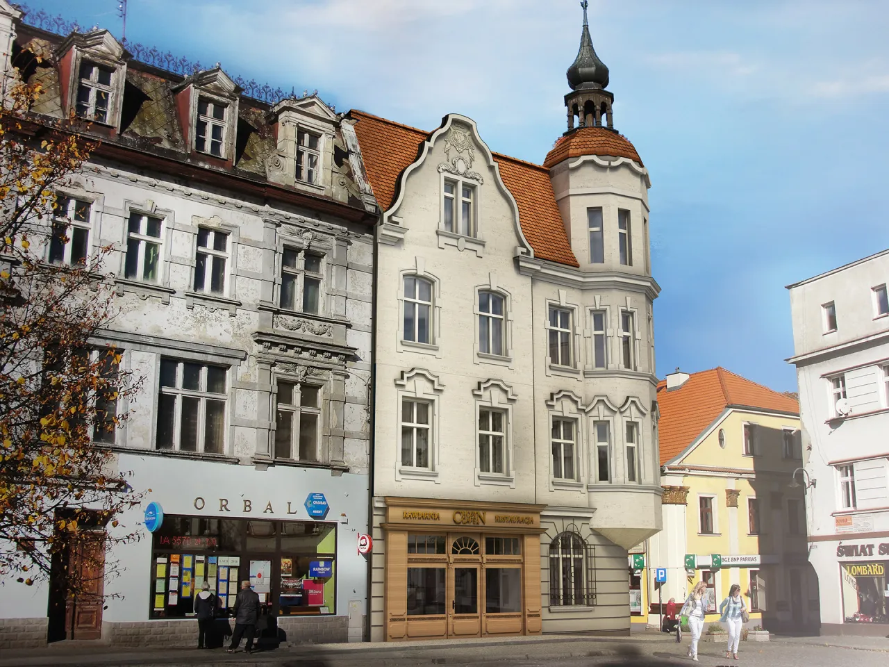 Rynek Tarnowskie G&oacute;ry kamienice