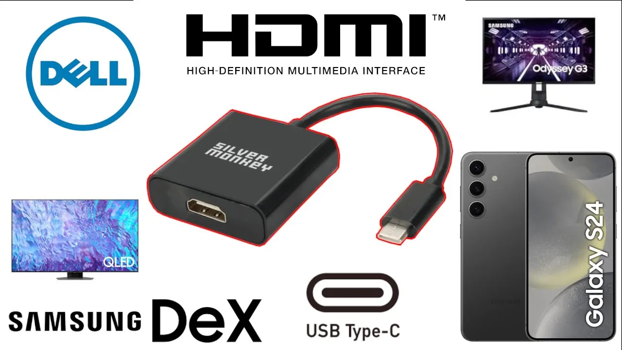 schemat podłączenia telefonu do monitora USB-C HDMI